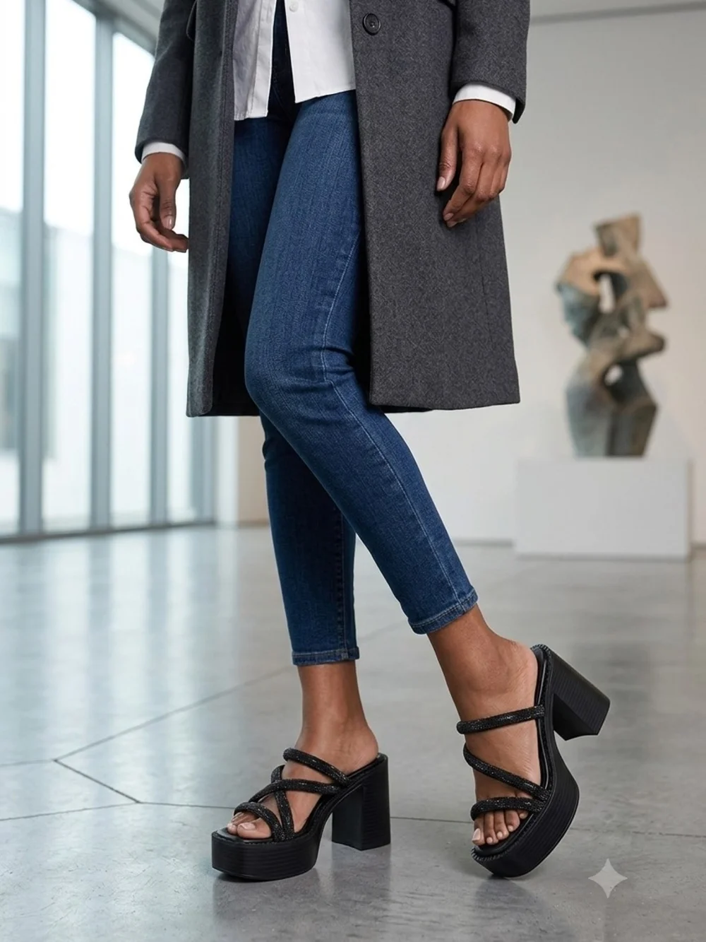 Vintage Havana Black Platform Sandals Size 8